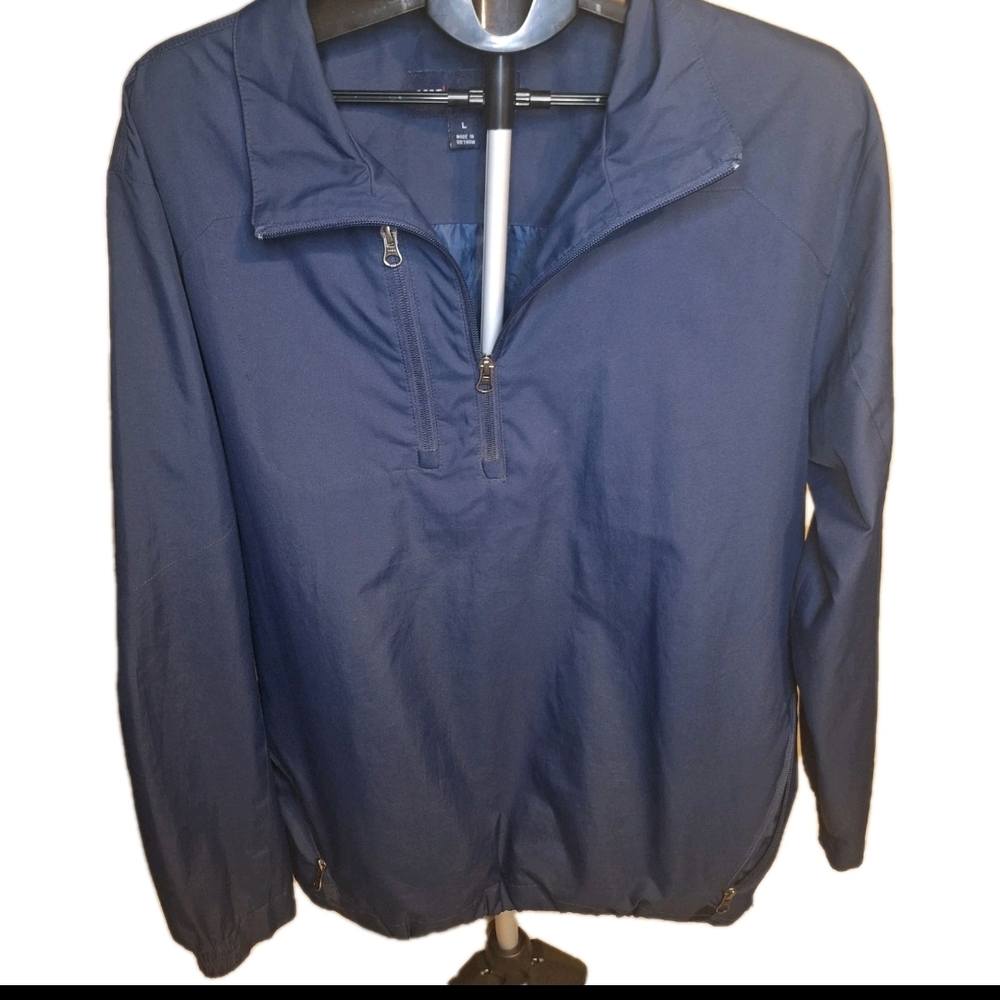 Port Authority  Blue Half-Zip Nylon Rain Men's Jacket. Size L